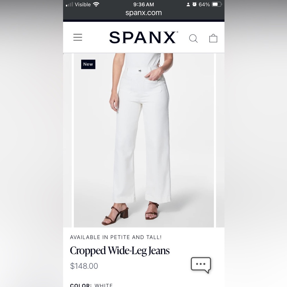 SPANX high rise wide leg cropped jeans